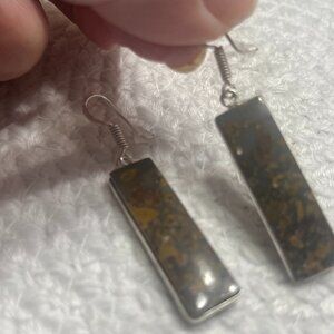 Natural FRUIT JASPER Handmade Sterling 925 Dangle Earrings #59E
